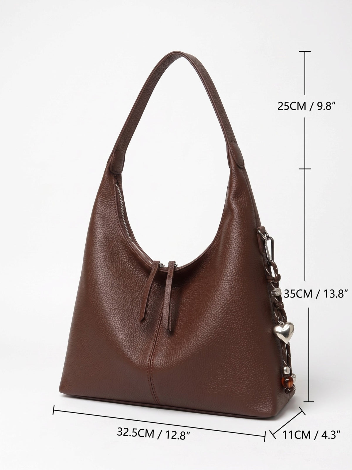 Sac Hobo Femme Cuir Breloque Coeur