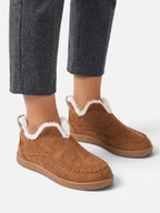 Chaussons Femme Velours Côtelé Doublure Fausse Fourrure à Enfiler