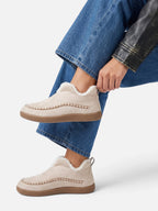 Chaussons Femme Velours Côtelé Doublure Fausse Fourrure à Enfiler