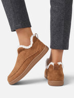 Chaussons Femme Velours Côtelé Doublure Fausse Fourrure à Enfiler