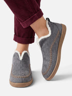 Chaussons Femme Velours Côtelé Doublure Fausse Fourrure à Enfiler