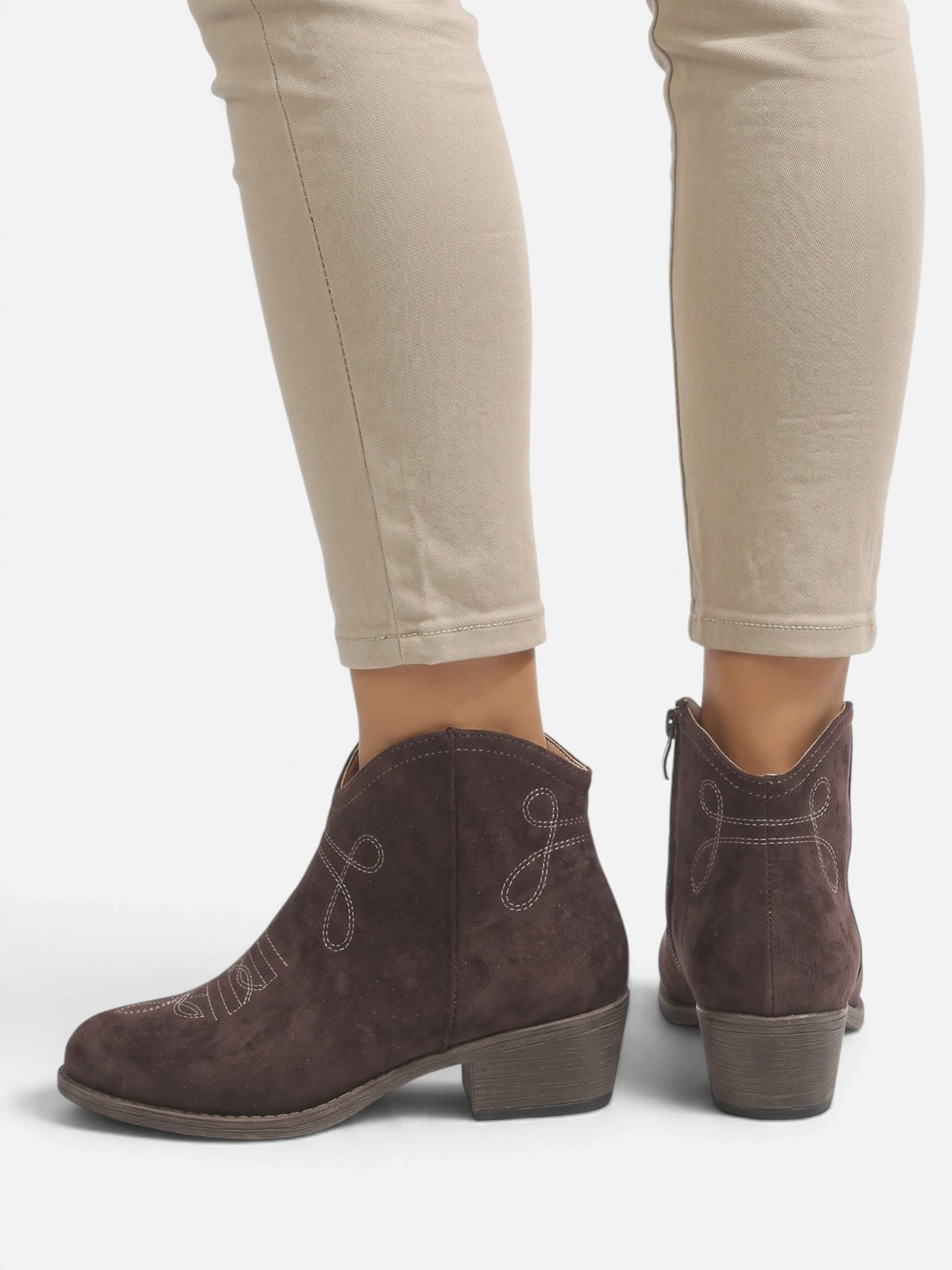 Women’s Embroidered Side Zip Ankle Cowboy Boots
