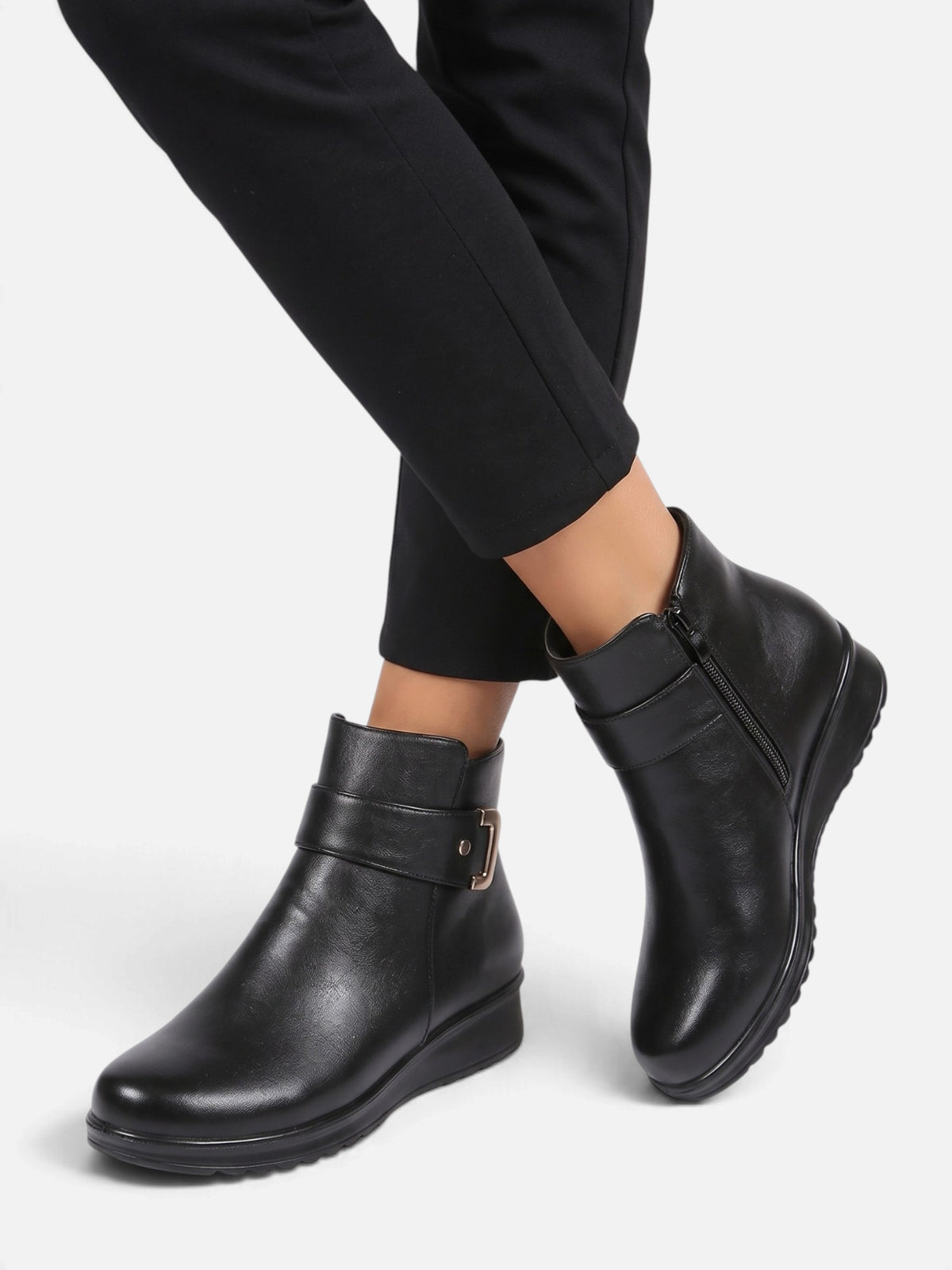 Bottines Compensées Femme Fourrées Boucle