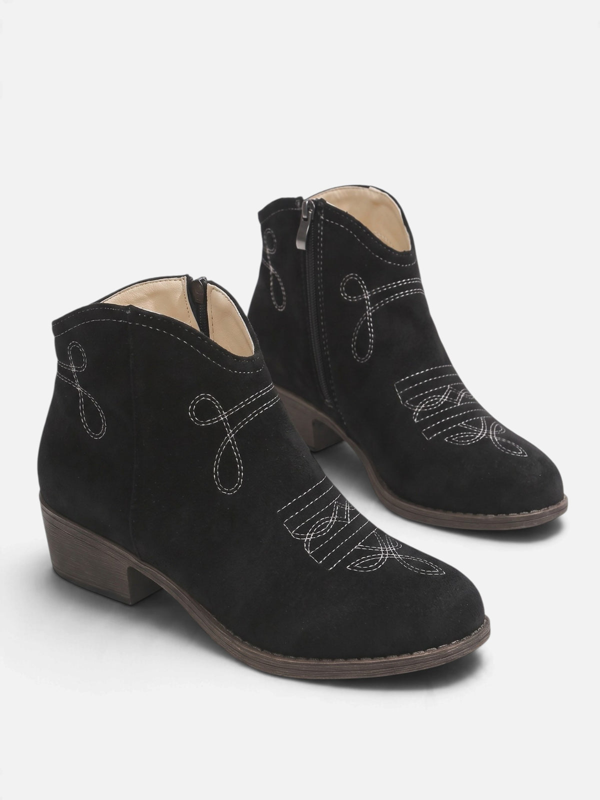 Women’s Embroidered Side Zip Ankle Cowboy Boots