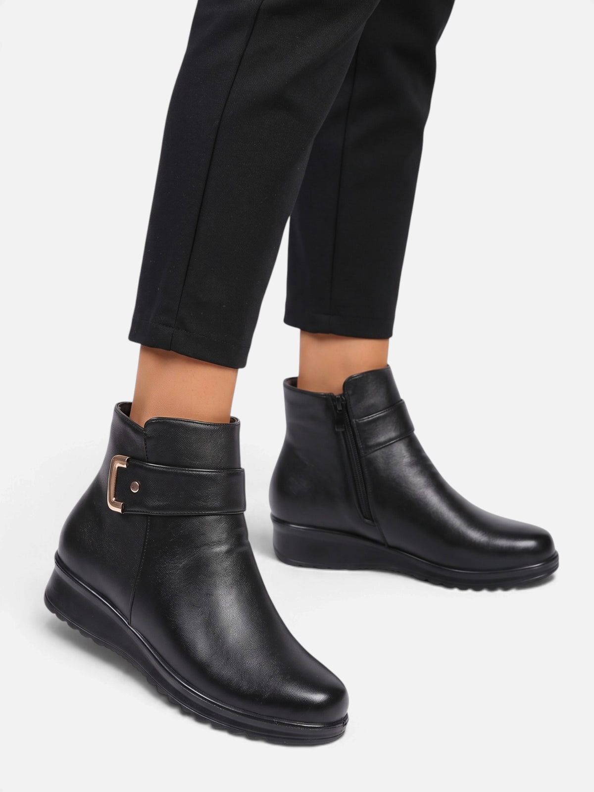 Bottines Compensées Femme Fourrées Boucle