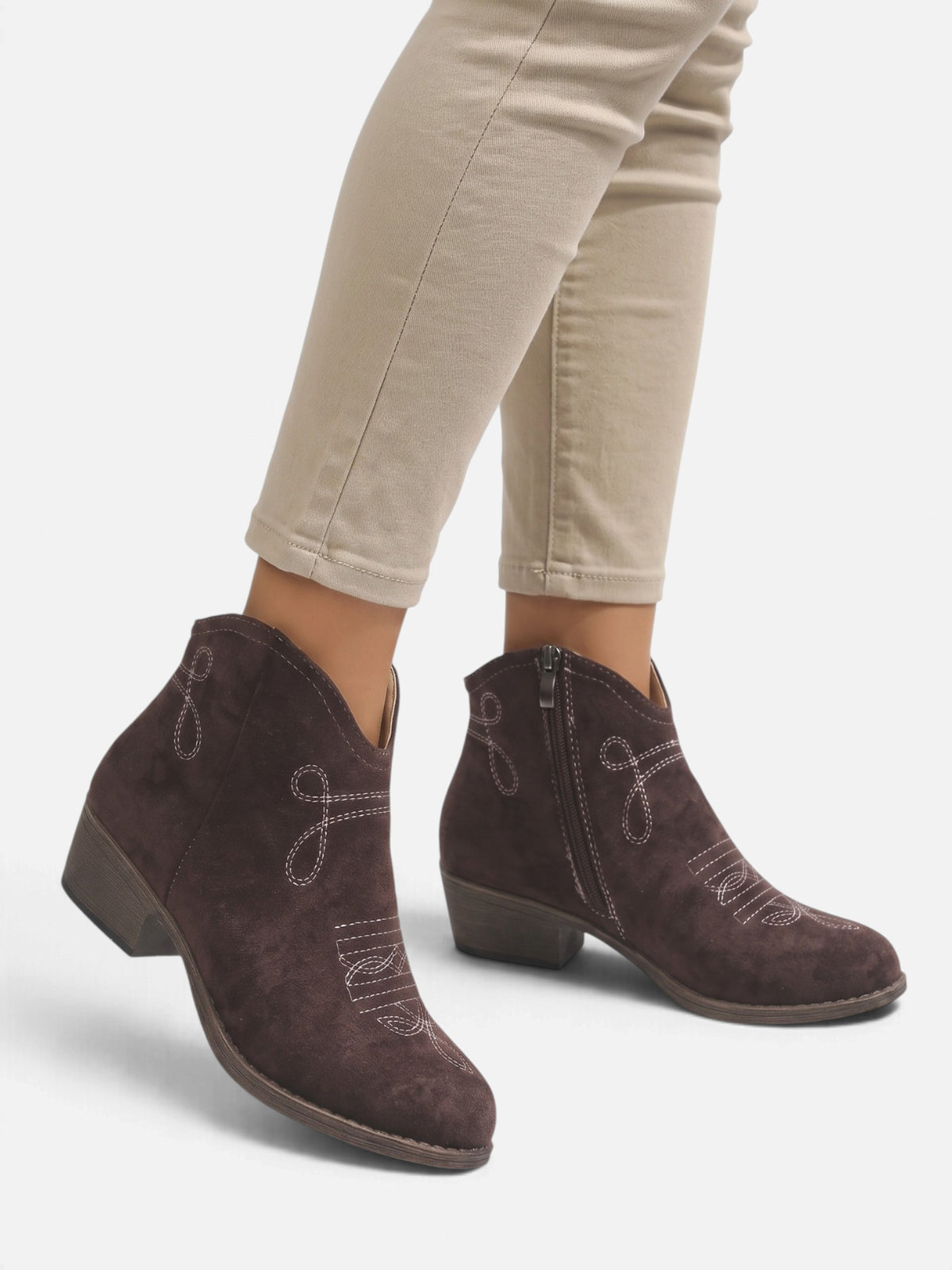 Women’s Embroidered Side Zip Ankle Cowboy Boots
