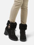 Bottines Femme à Lacets Fausse Fourrure Strass