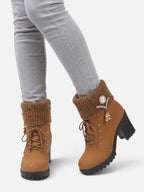 Women’s Diamante Lace Up Block Heel Ankle Boots