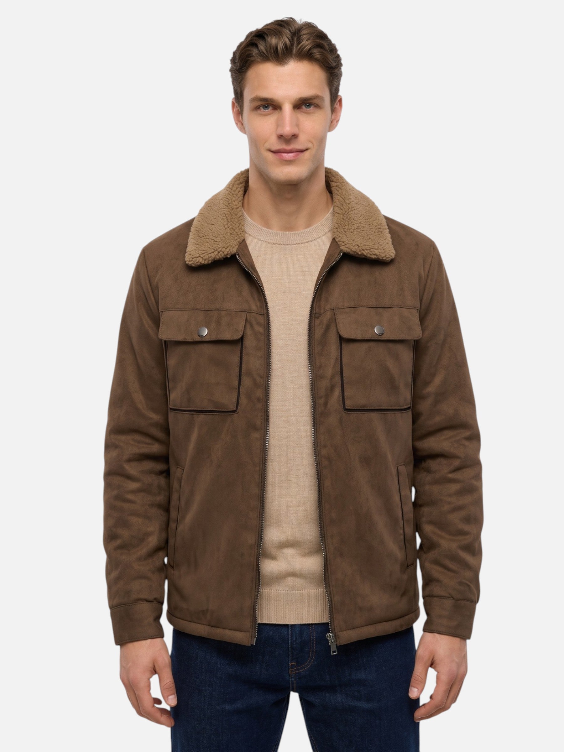 Veste Homme Effet Daim Doublée Sherpa