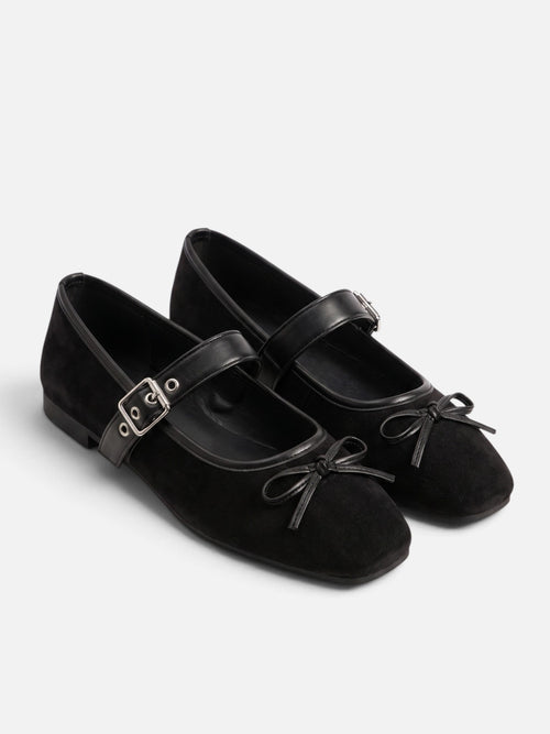 Ballerines Femme Mary Jane Daim Noeud Boucle