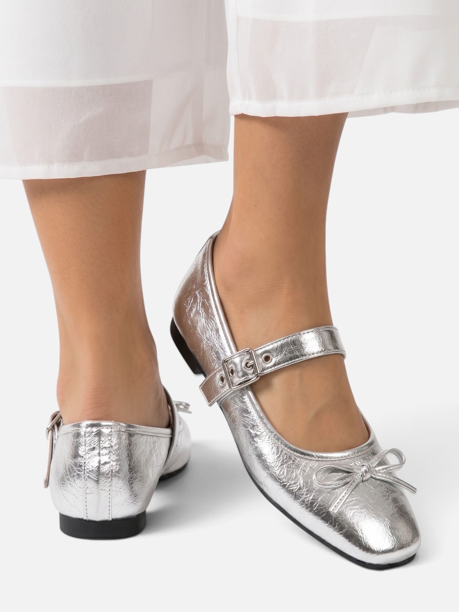 Ballerines Femme Mary Jane Daim Noeud Boucle