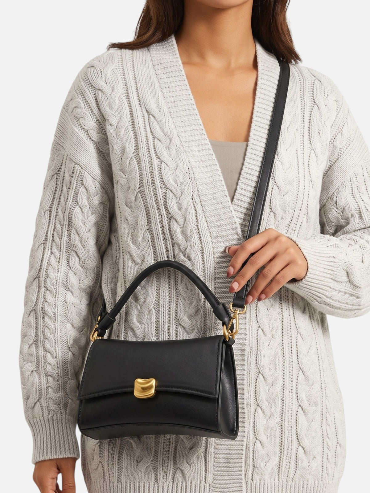 Sac Bandoulière Femme Simili Cuir Fermoir Doré