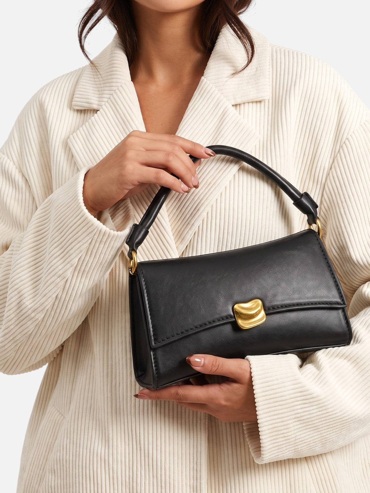 Sac Bandoulière Femme Simili Cuir Fermoir Doré