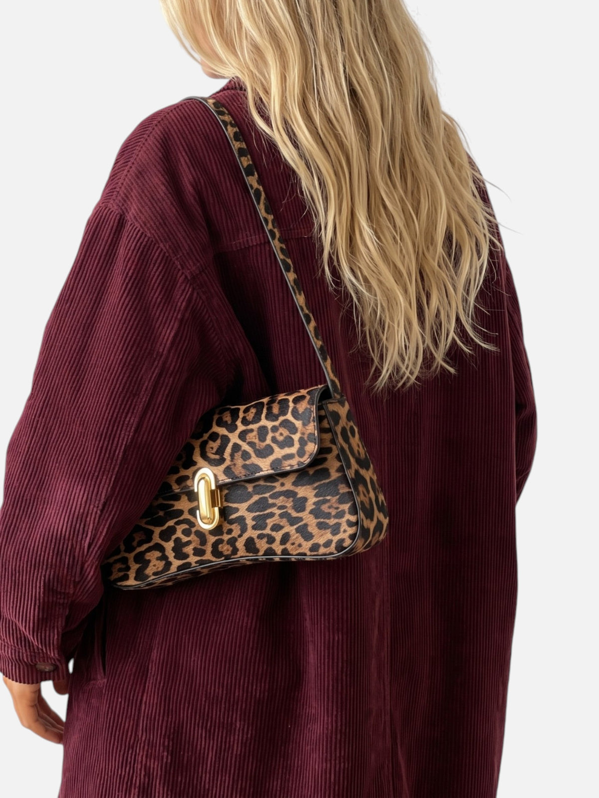 Sac Bandoulière Femme Imprimé Léopard Fermoir Tournant