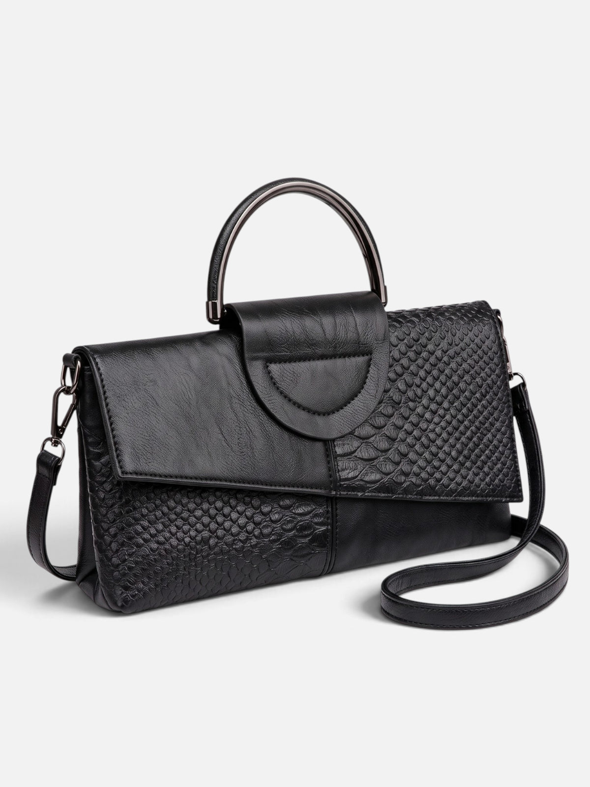 Sac Bandoulière Femme Effet Serpent à Poignée