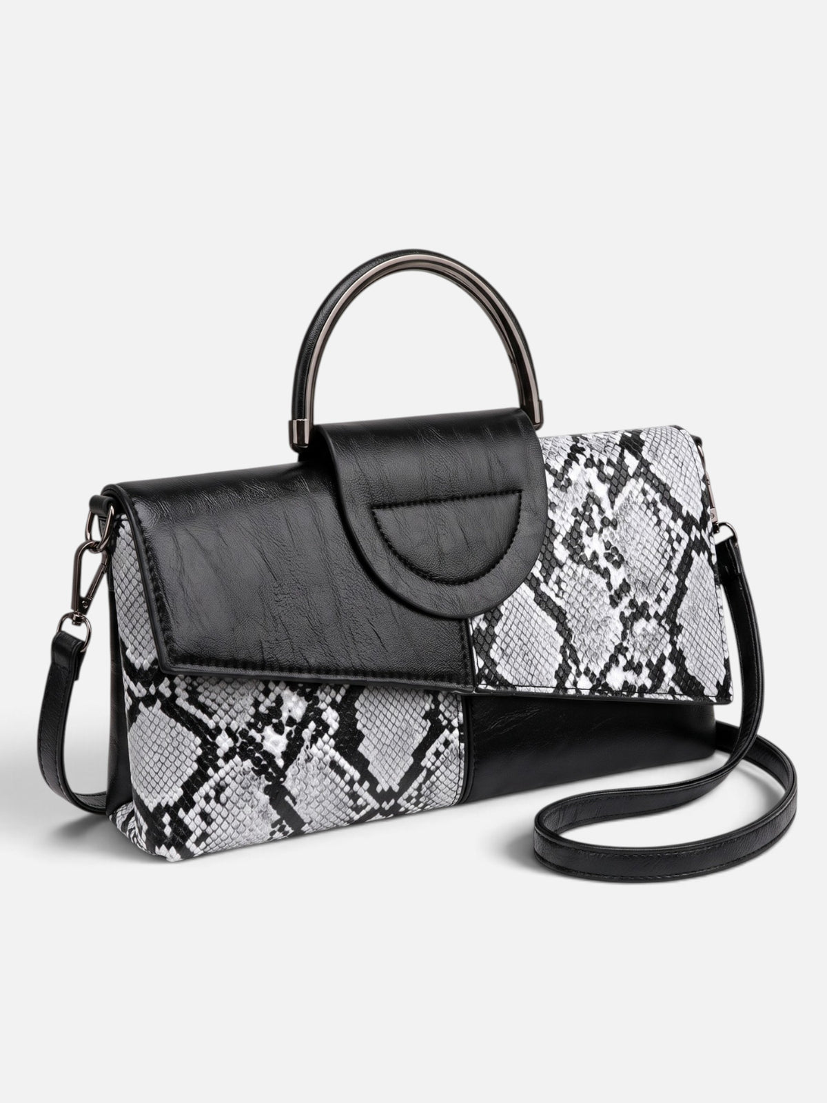 Sac Bandoulière Femme Effet Serpent à Poignée