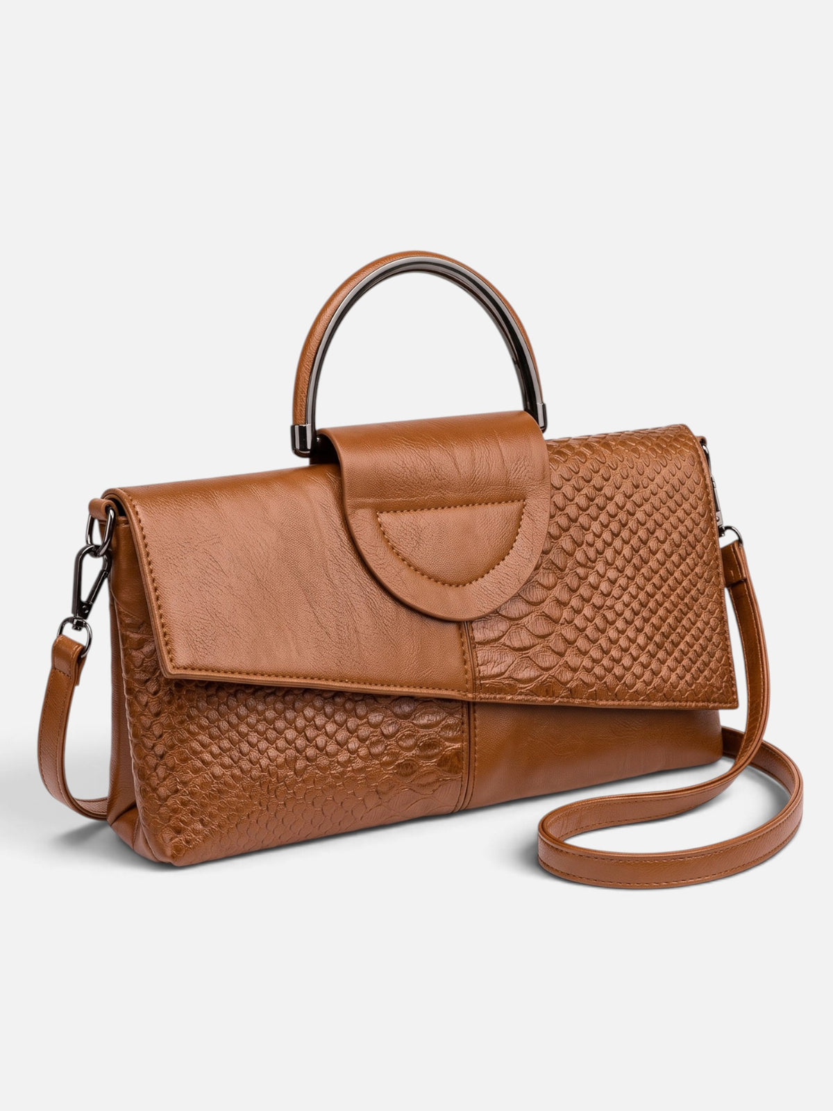 Sac Bandoulière Femme Effet Serpent à Poignée
