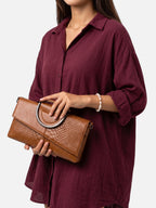 Sac Bandoulière Femme Effet Serpent à Poignée