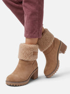 Women's Teddy Cuff Block Heel Ankle Boots