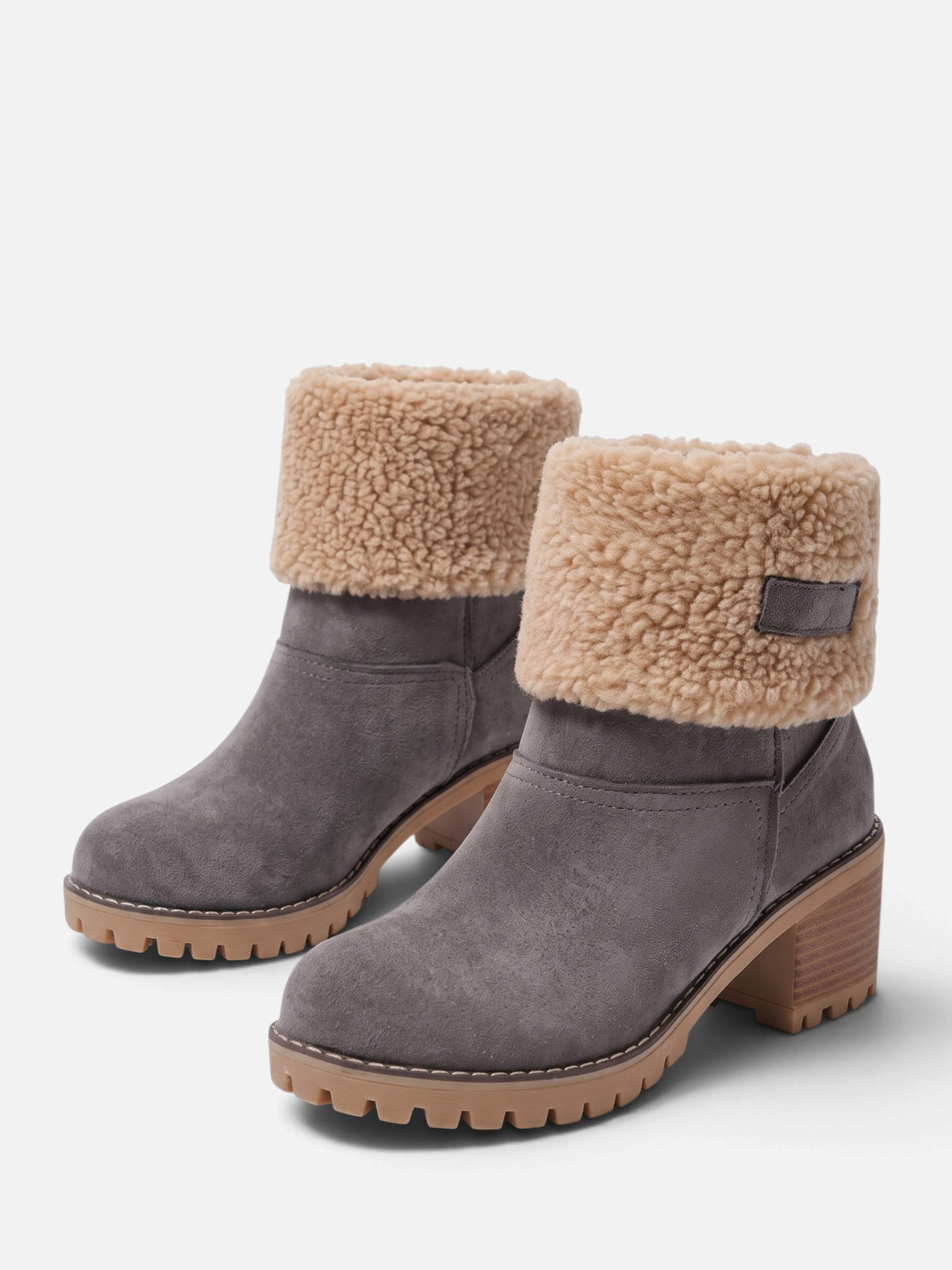 Women's Teddy Cuff Block Heel Ankle Boots