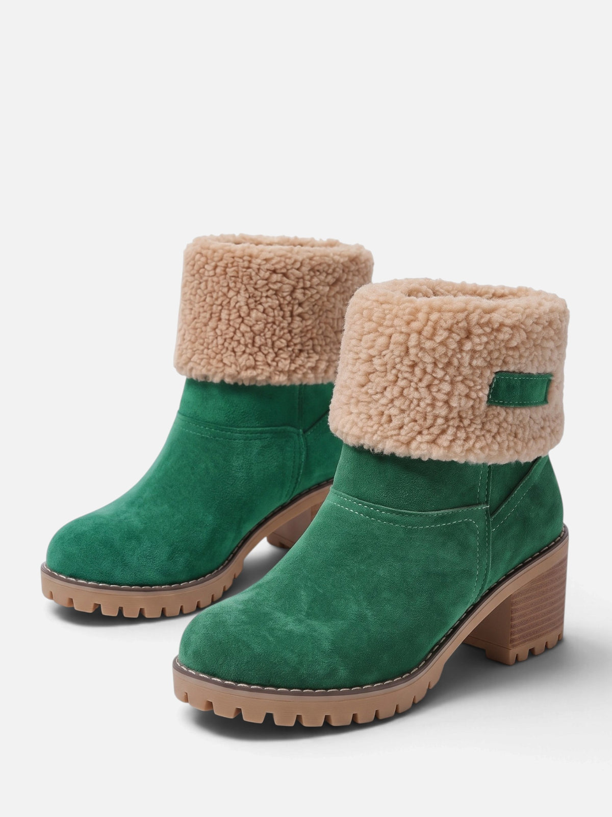 Women's Teddy Cuff Block Heel Ankle Boots