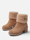 Women's Teddy Cuff Block Heel Ankle Boots