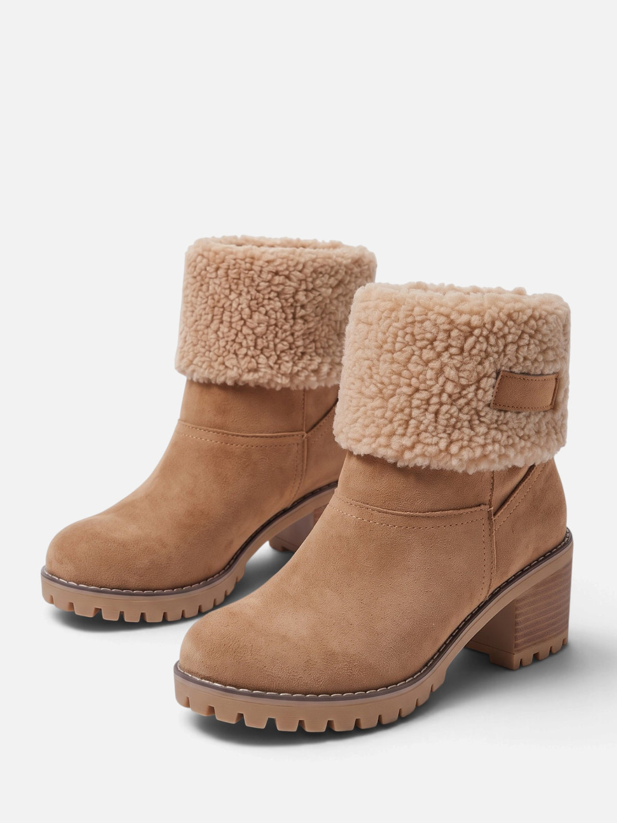 Women's Teddy Cuff Block Heel Ankle Boots