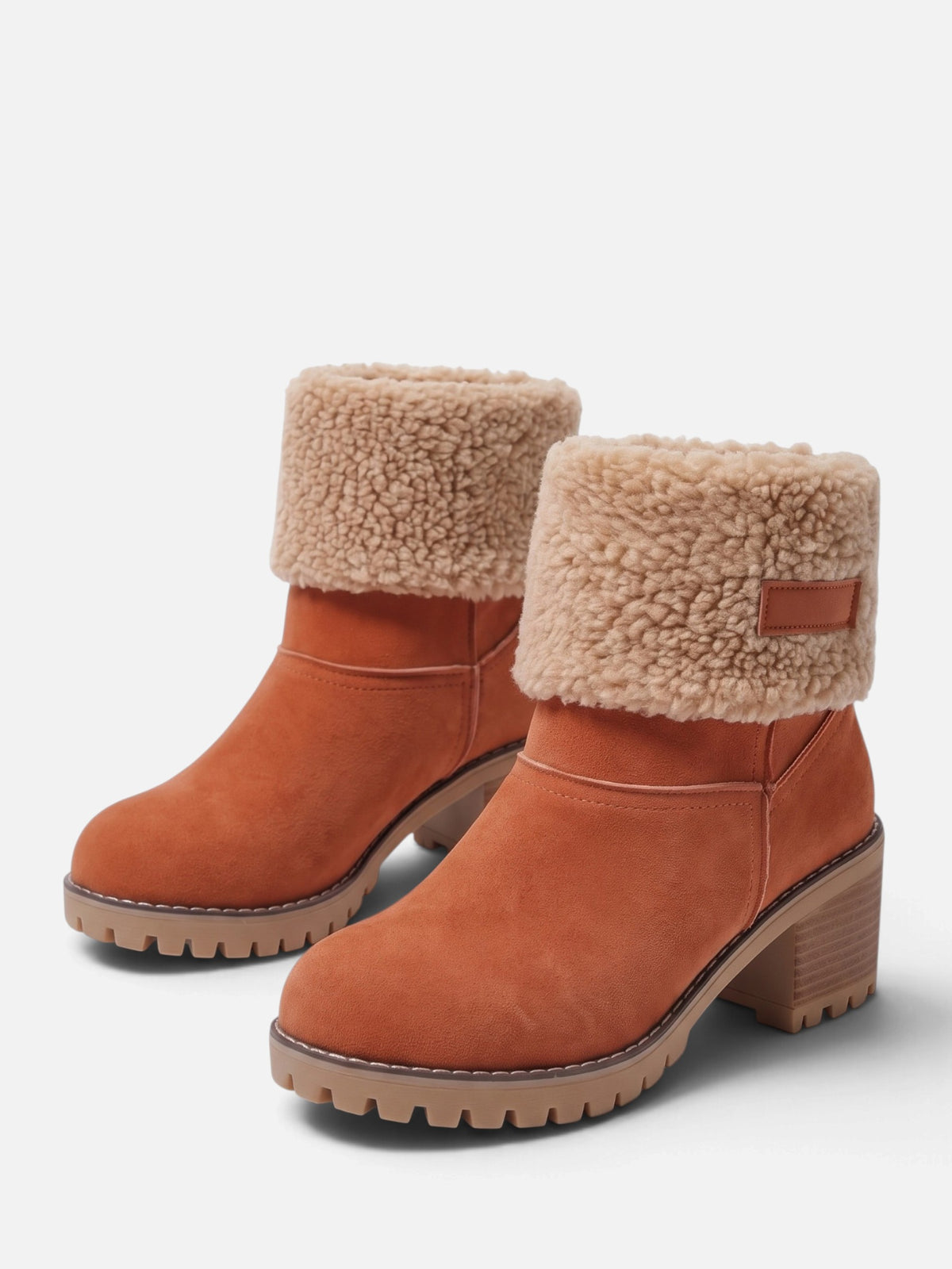 Women's Teddy Cuff Block Heel Ankle Boots