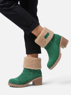 Women's Teddy Cuff Block Heel Ankle Boots