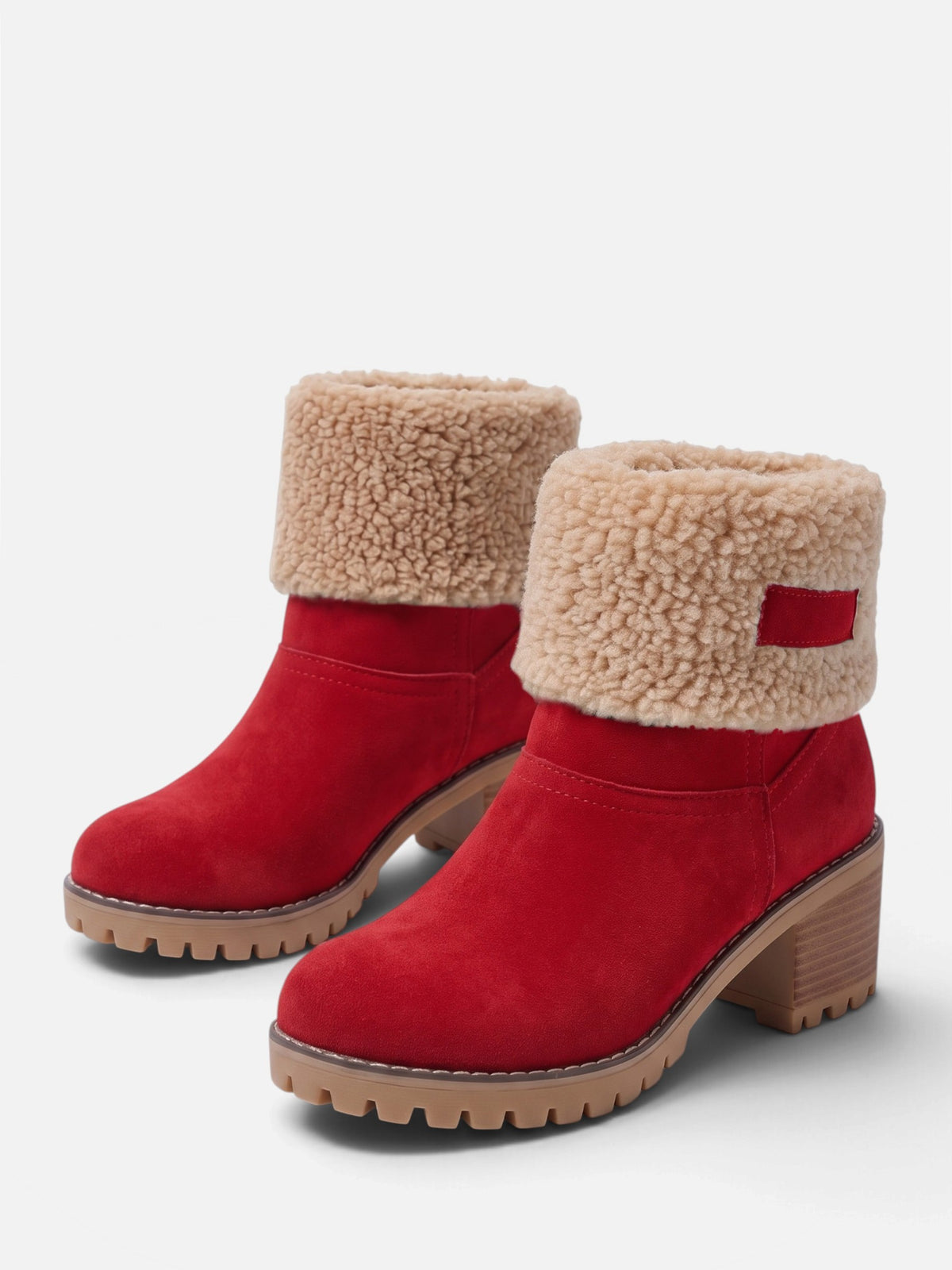 Women's Teddy Cuff Block Heel Ankle Boots