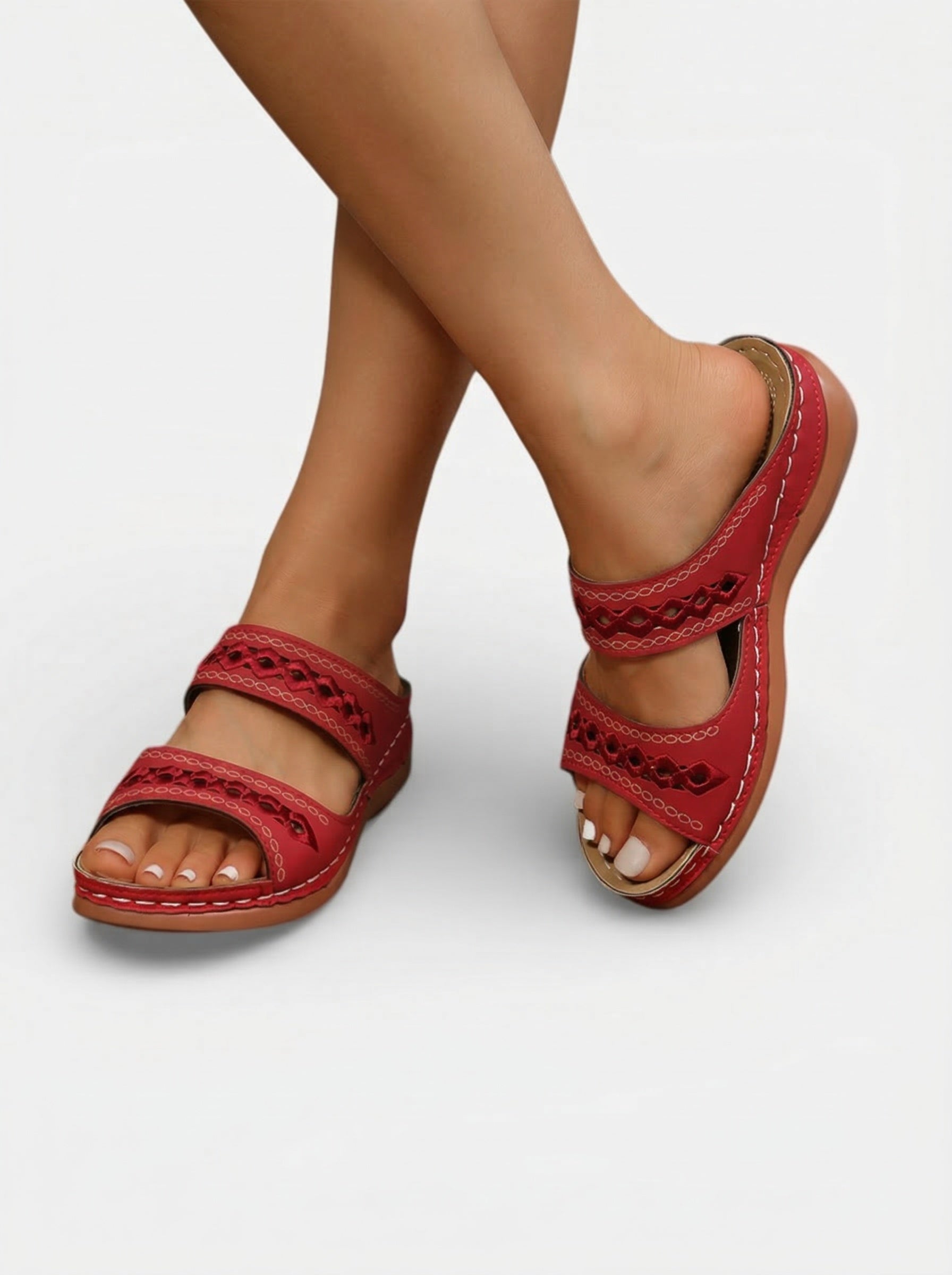 Women's summer double-strap sandals with openwork pattern