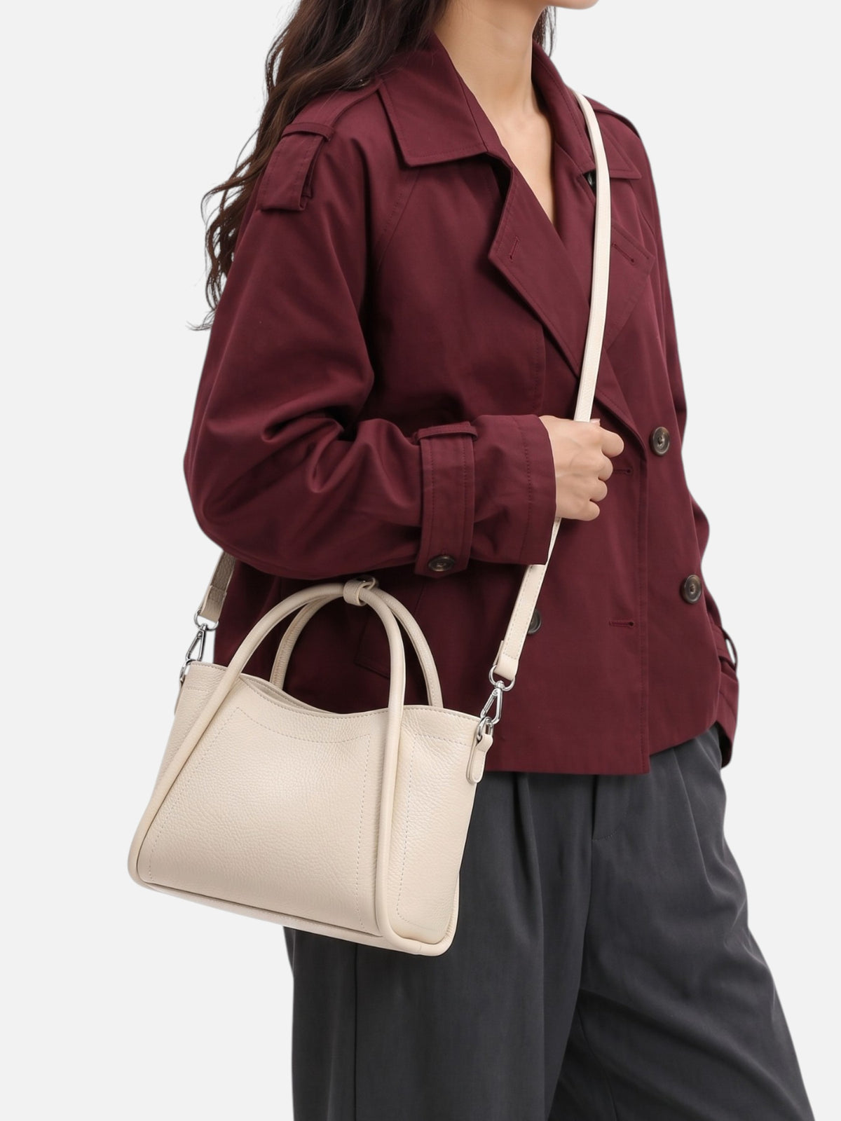 Women’s Leather Look Top Handle Tote Bag