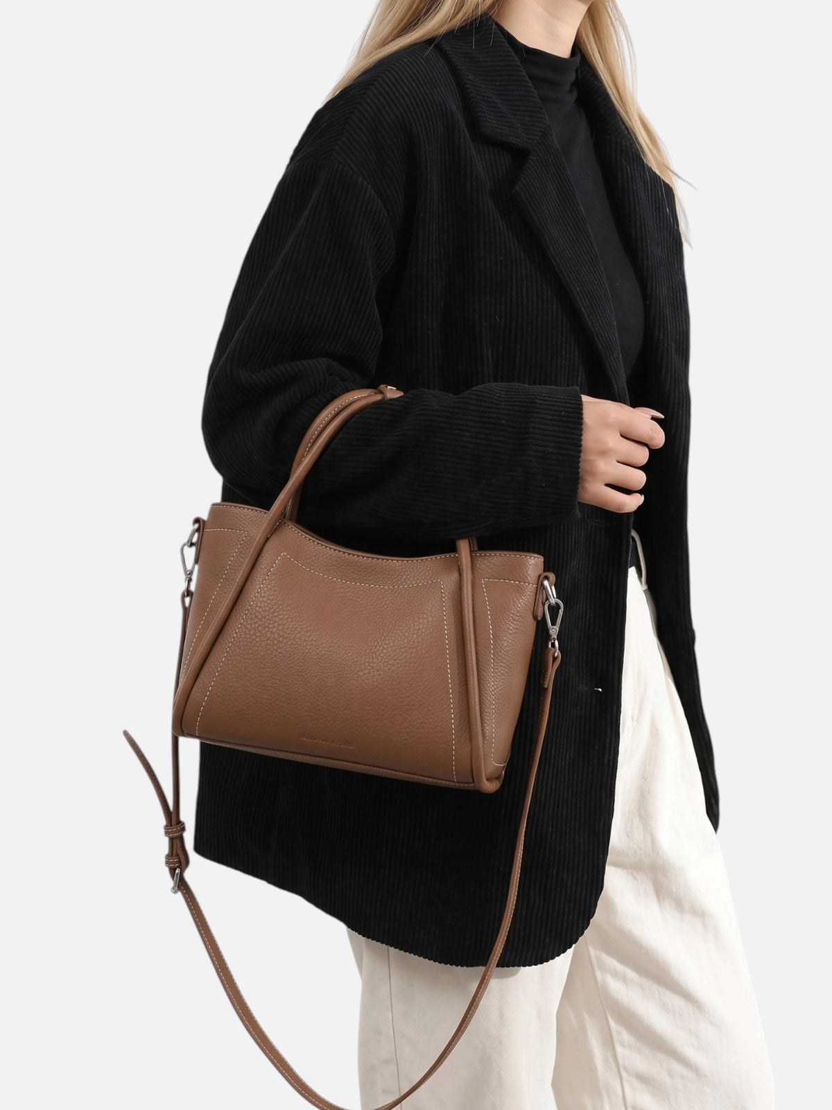 Women’s Leather Look Top Handle Tote Bag