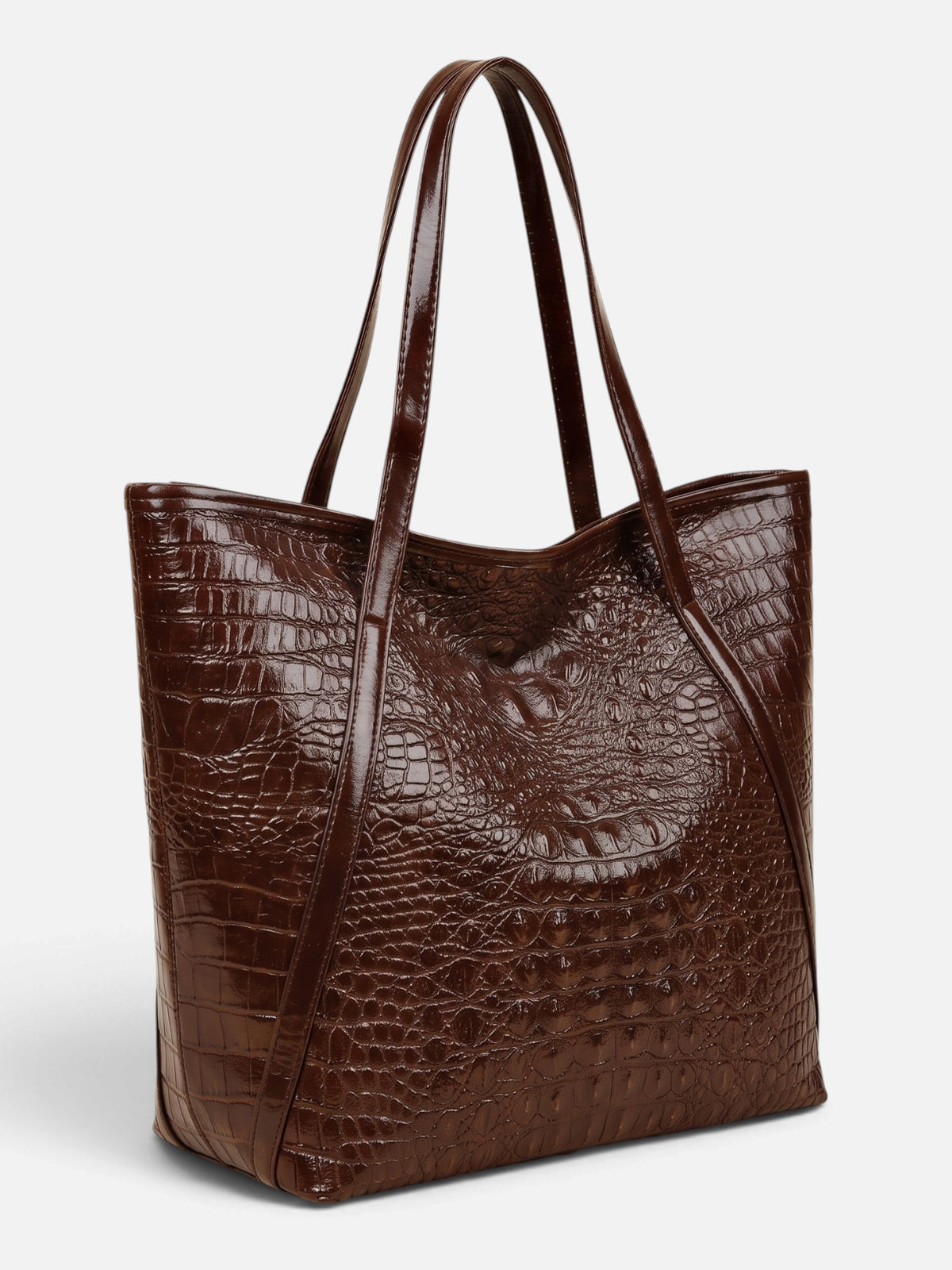 Sac Cabas Femme Effet Croco Porté Épaule