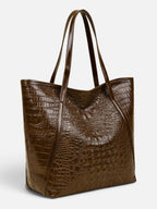 Sac Cabas Femme Effet Croco Porté Épaule