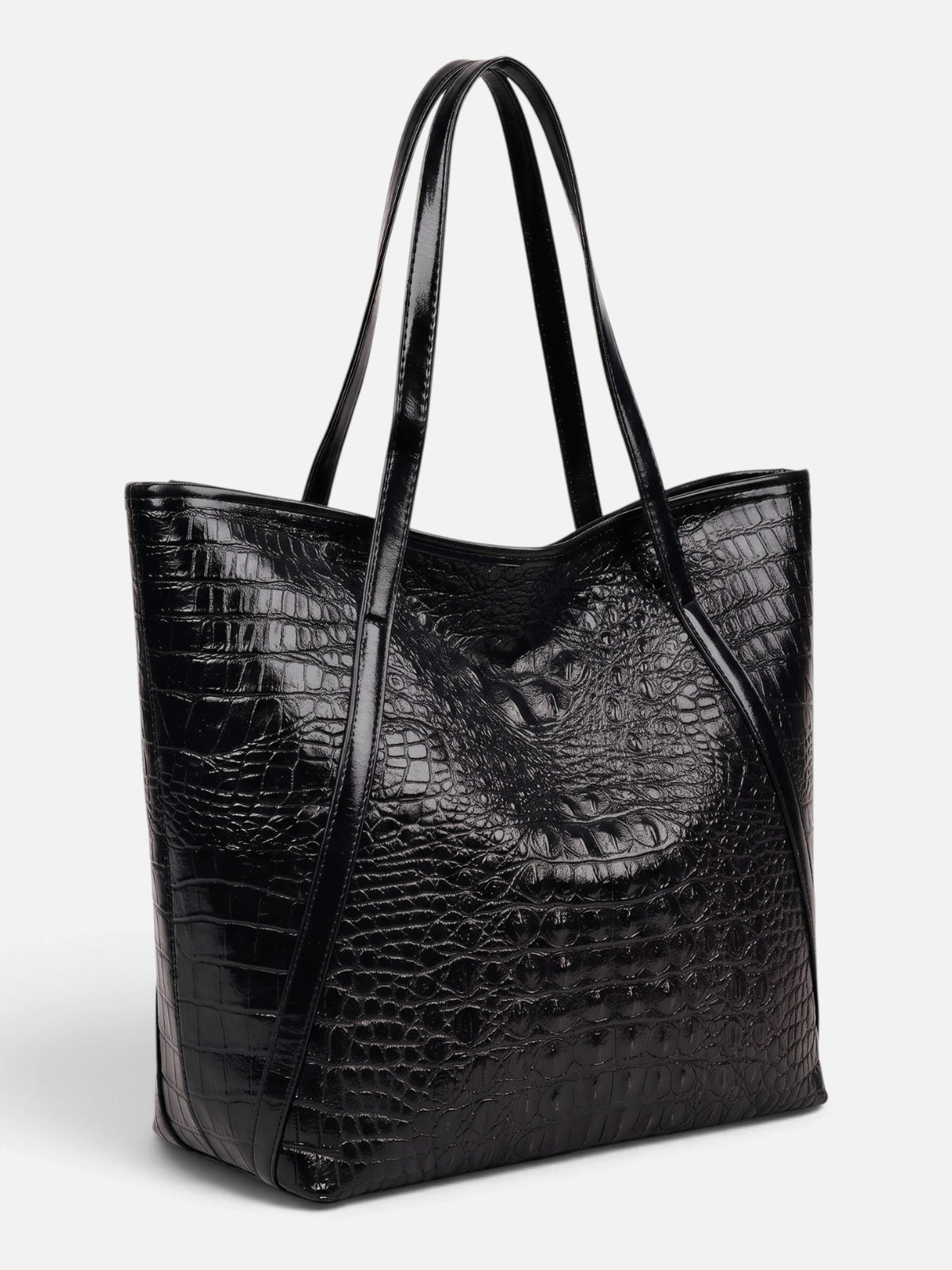 Sac Cabas Femme Effet Croco Porté Épaule