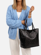 Sac Cabas Femme Effet Croco Porté Épaule