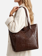 Sac Cabas Femme Effet Croco Porté Épaule