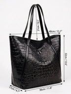 Sac Cabas Femme Effet Croco Porté Épaule