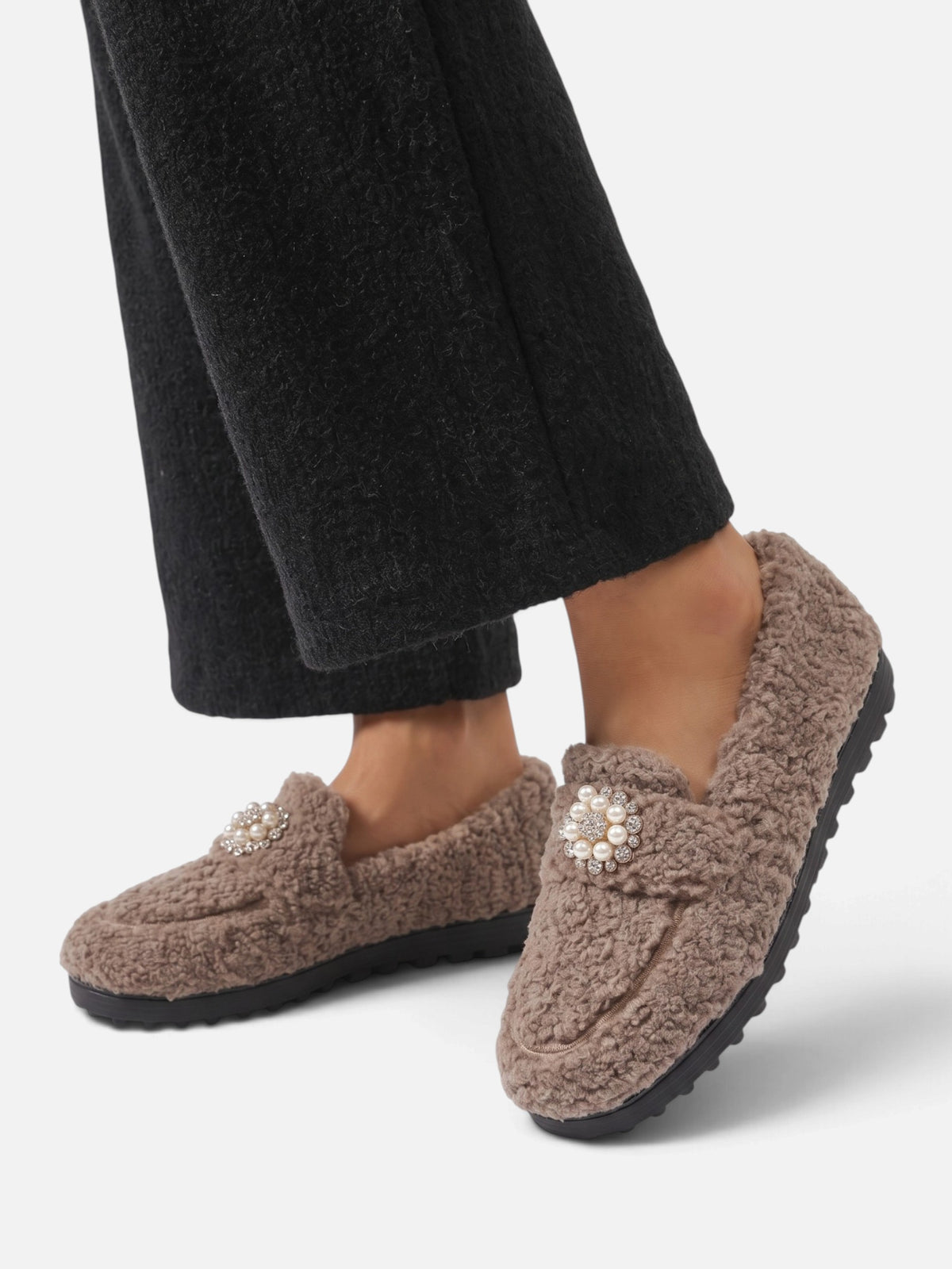Women’s Teddy Pearl Embellished Loafer Slippers