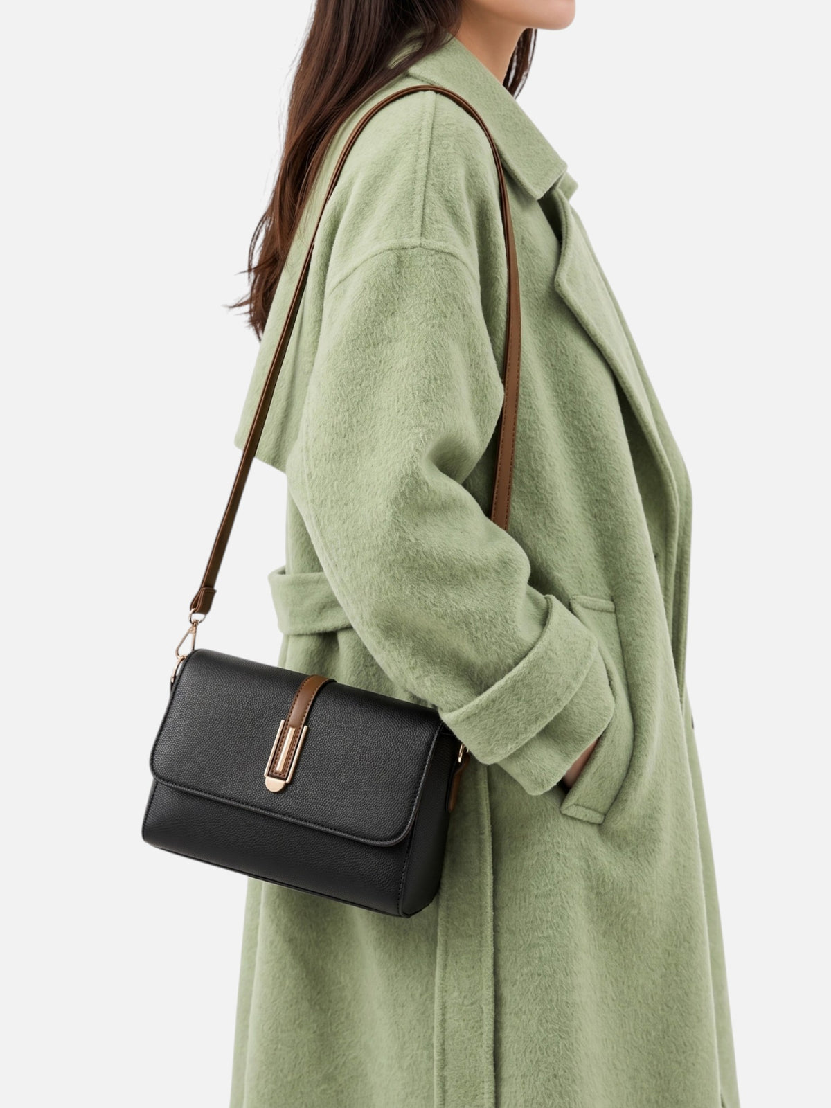 Women’s Leather Look Colour Block Crossbody Bag