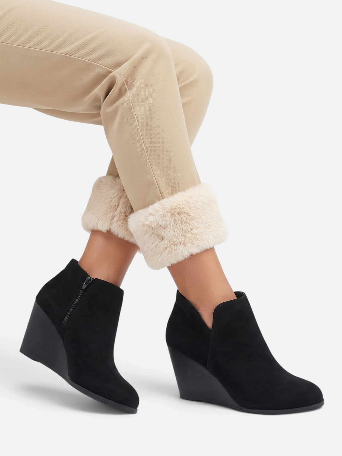 Bottines Compensées Femme Suédine