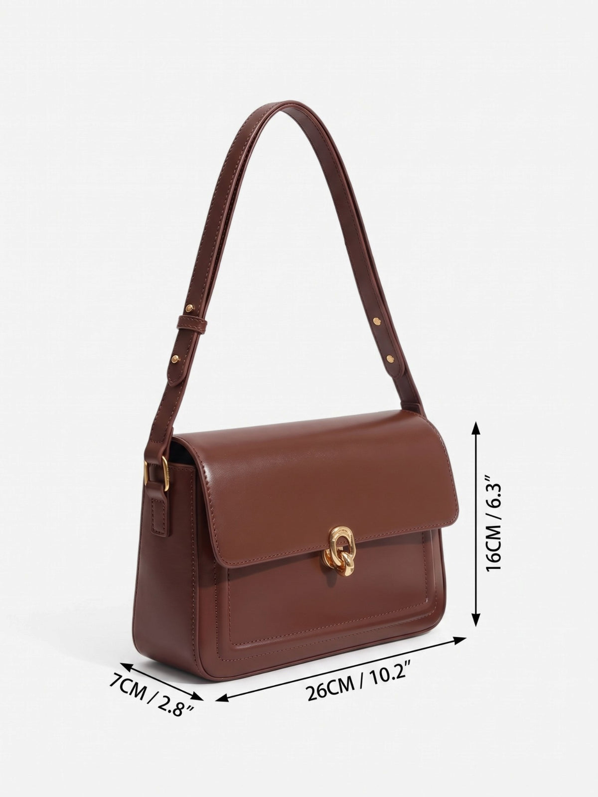 Sac Porté Épaule Femme Simili Cuir Anneau Doré