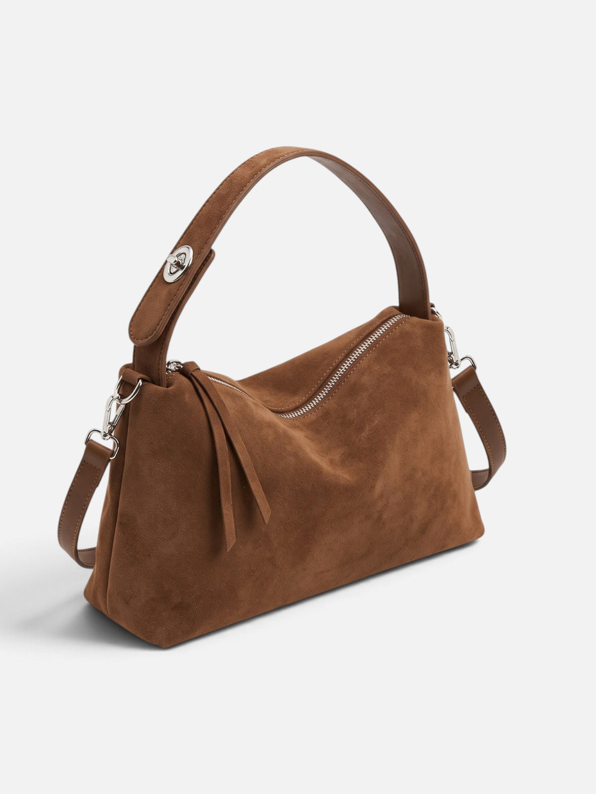 Sac Porté Épaule Femme Suédine Zippé