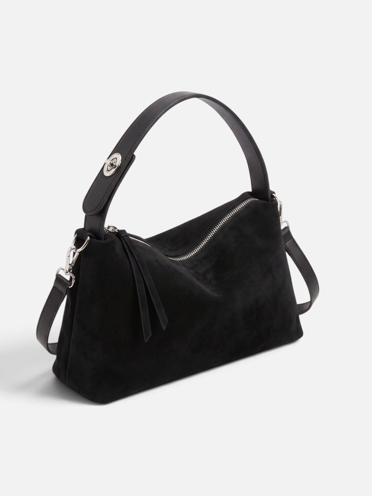 Sac Porté Épaule Femme Suédine Zippé