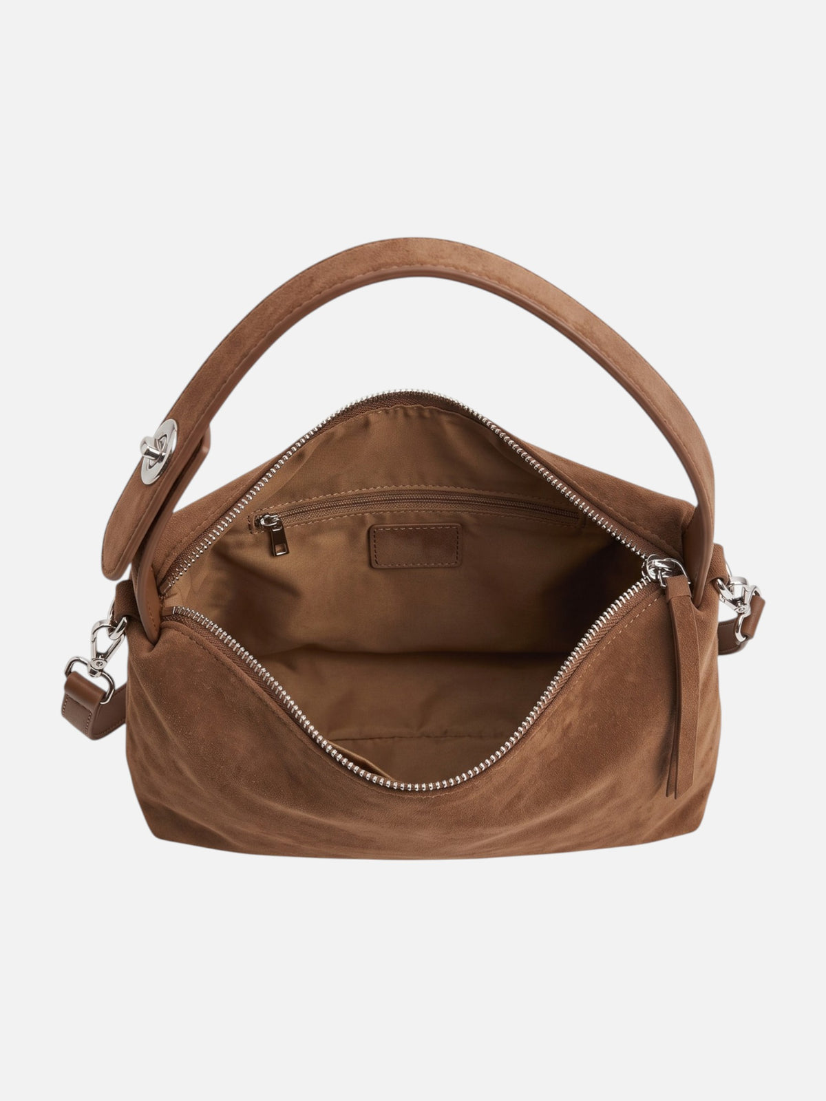 Sac Porté Épaule Femme Suédine Zippé