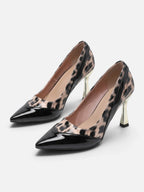Escarpins Femme Vernis Imprimé Léopard Bout Pointu