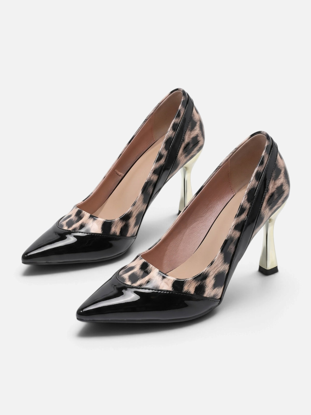 Escarpins Femme Vernis Imprimé Léopard Bout Pointu