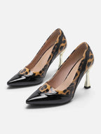 Escarpins Femme Vernis Imprimé Léopard Bout Pointu