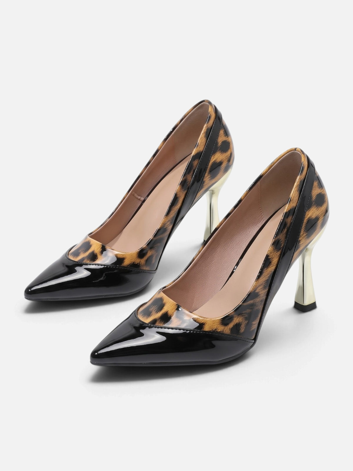 Escarpins Femme Vernis Imprimé Léopard Bout Pointu